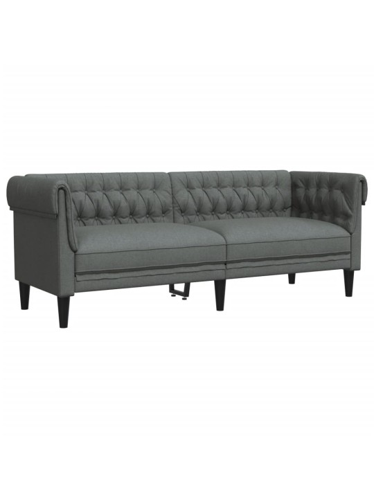 Trivietė chesterfield sofa, tamsiai pilkos spalvos, audinys