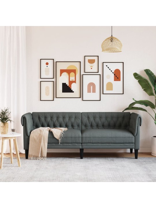 Trivietė chesterfield sofa, tamsiai pilkos spalvos, audinys
