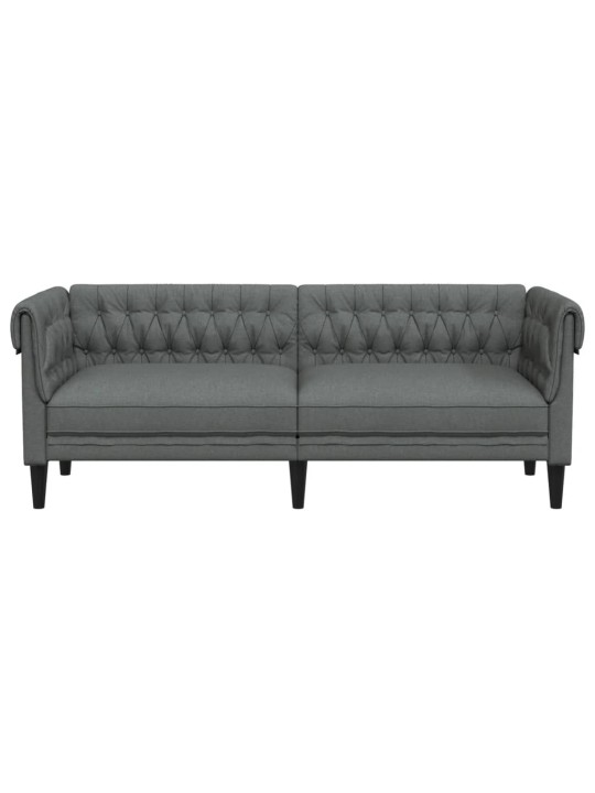 Trivietė chesterfield sofa, tamsiai pilkos spalvos, audinys