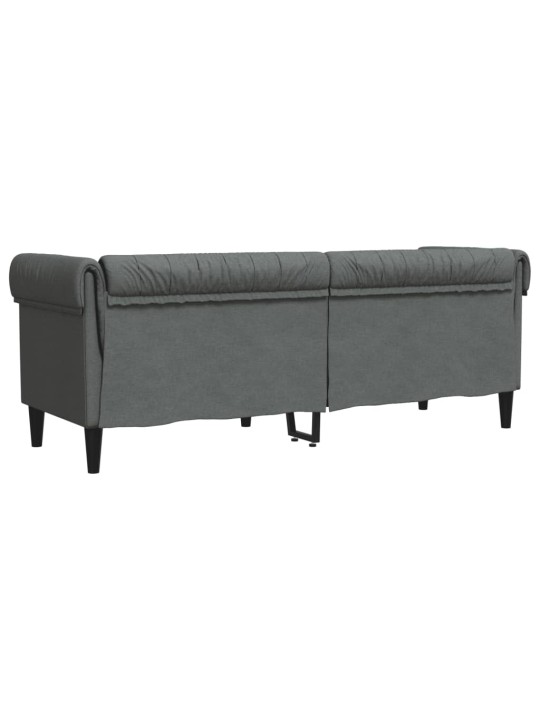 Trivietė chesterfield sofa, tamsiai pilkos spalvos, audinys