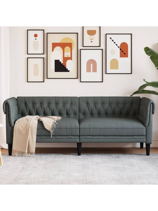 Trivietė chesterfield sofa, tamsiai pilkos spalvos, audinys