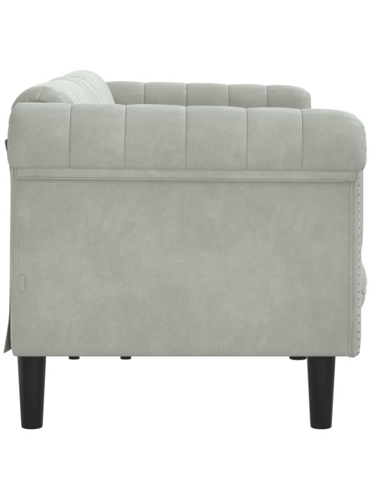 Trivietė sofa, šviesiai pilkos spalvos, aksomas