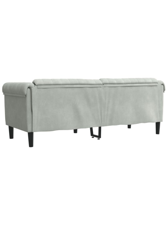 Trivietė sofa, šviesiai pilkos spalvos, aksomas