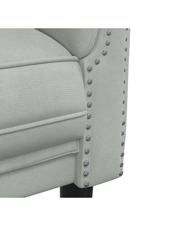Trivietė sofa, šviesiai pilkos spalvos, aksomas