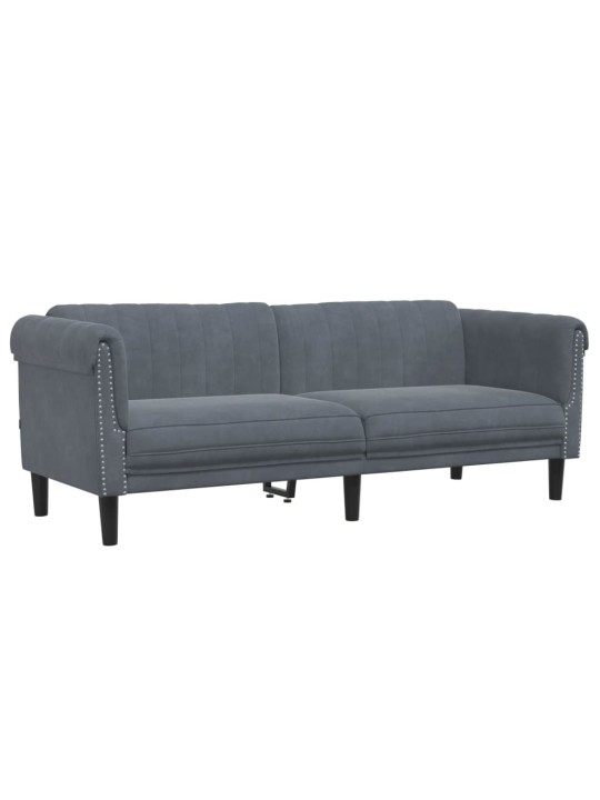Trivietė sofa, tamsiai pilkos spalvos, aksomas