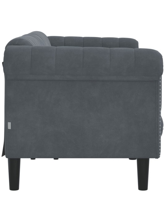 Trivietė sofa, tamsiai pilkos spalvos, aksomas