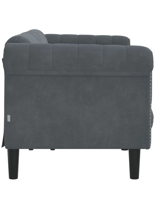 Trivietė sofa, tamsiai pilkos spalvos, aksomas