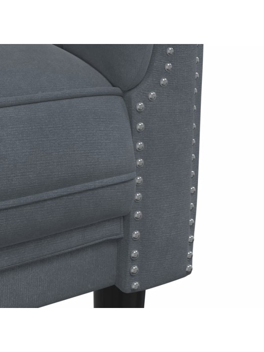 Trivietė sofa, tamsiai pilkos spalvos, aksomas