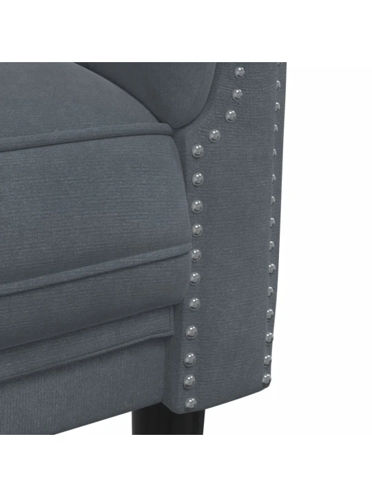 Trivietė sofa, tamsiai pilkos spalvos, aksomas