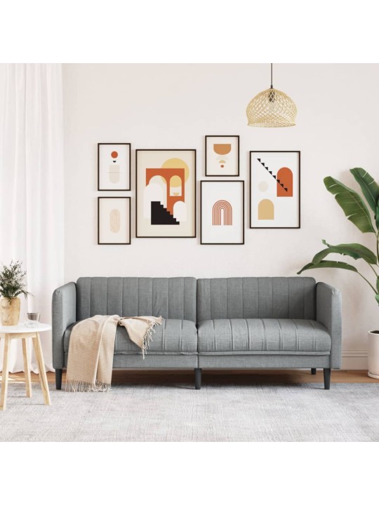Trivietė sofa, šviesiai pilkos spalvos, audinys