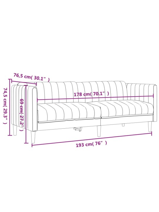 Trivietė sofa, šviesiai pilkos spalvos, audinys