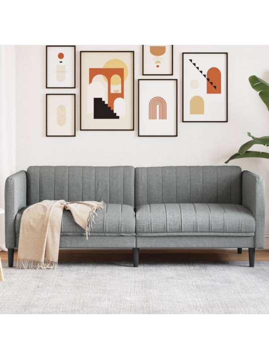 Trivietė sofa, šviesiai pilkos spalvos, audinys