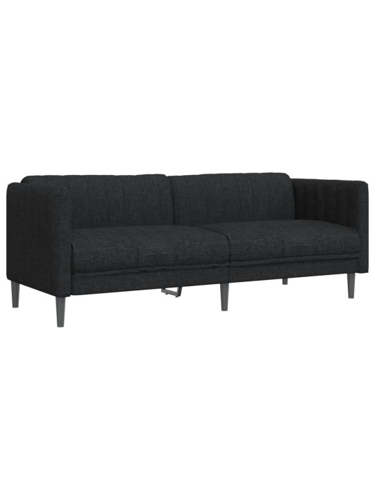 Trivietė sofa, juodos spalvos, audinys