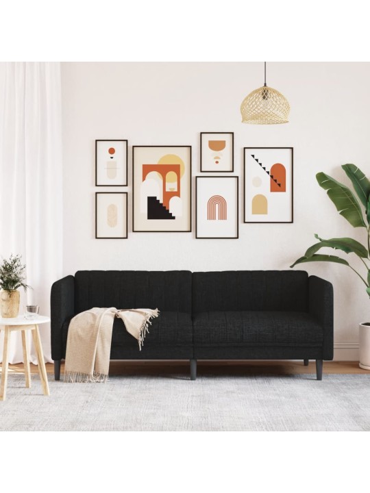 Trivietė sofa, juodos spalvos, audinys