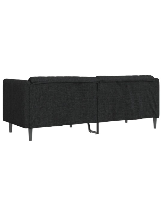 Trivietė sofa, juodos spalvos, audinys