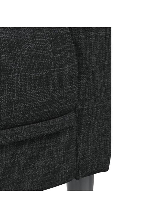 Trivietė sofa, juodos spalvos, audinys