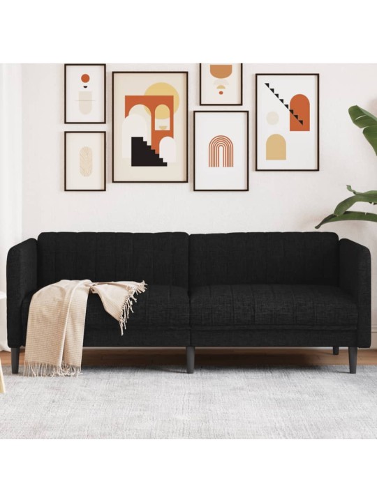 Trivietė sofa, juodos spalvos, audinys