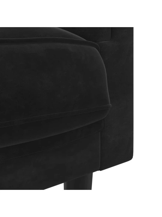 Dvivietė sofa su pagalvėlėmis, juodos spalvos, aksomas