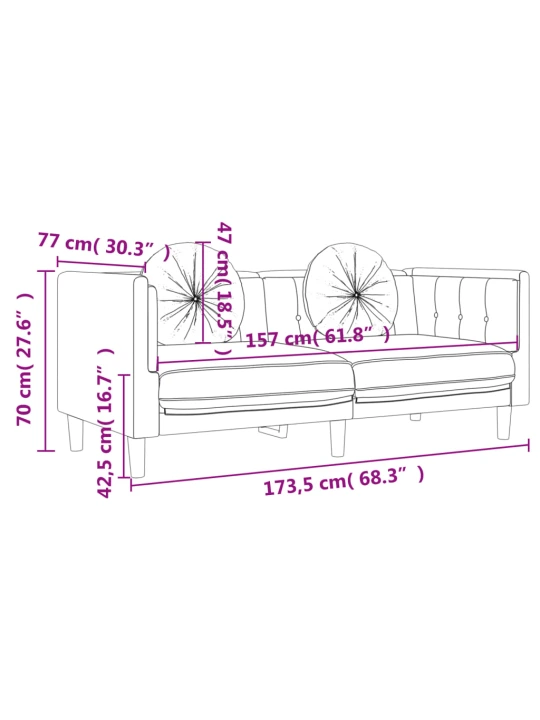 Dvivietė sofa su pagalvėlėmis, juodos spalvos, aksomas
