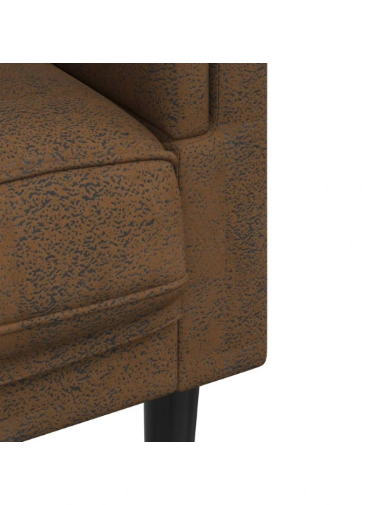 Dvivietė sofa su pagalvėlėmis, ruda, dirbtinė versta oda
