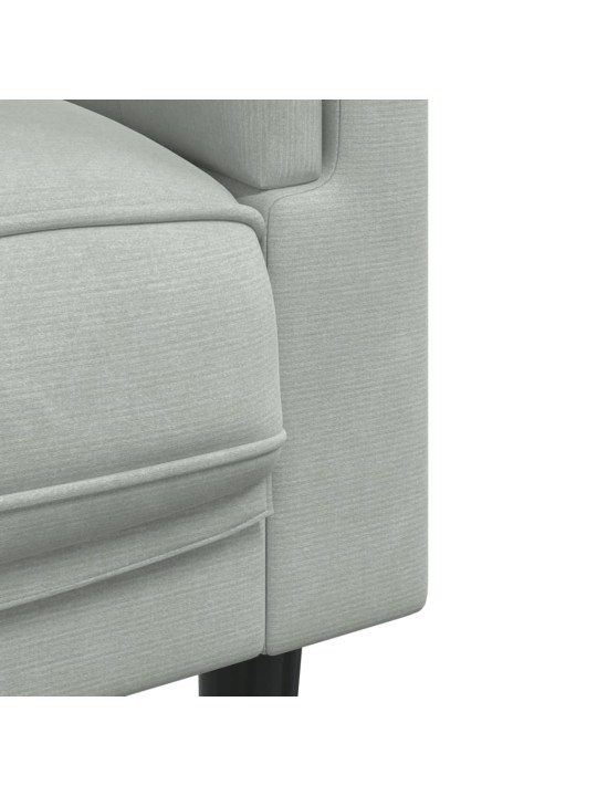 Trivietė sofa su pagalvėlėmis, šviesiai pilkos spalvos, aksomas