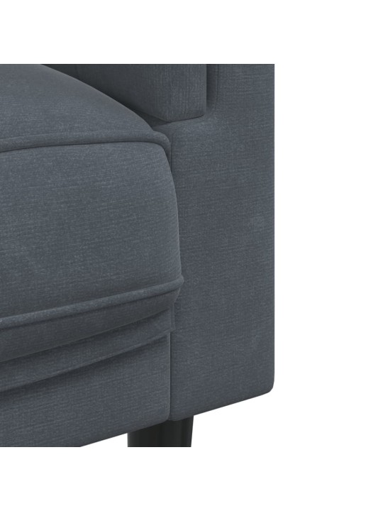 Trivietė sofa su pagalvėlėmis, tamsiai pilkos spalvos, aksomas