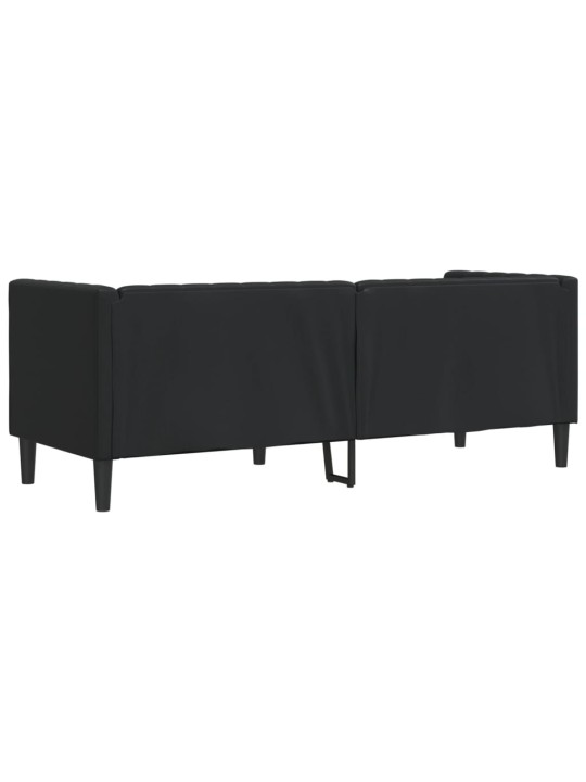 Trivietė chesterfield sofa, juodos spalvos, dirbtinė oda