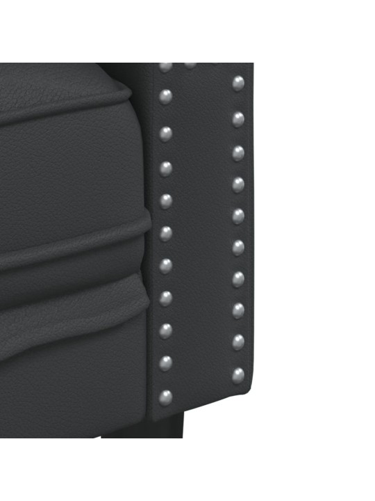 Trivietė chesterfield sofa, juodos spalvos, dirbtinė oda