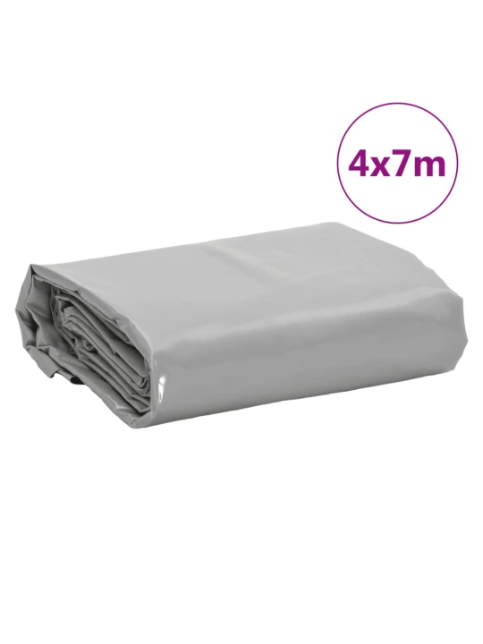 Tentas, pilkos spalvos, 4x7m, 650g/m²