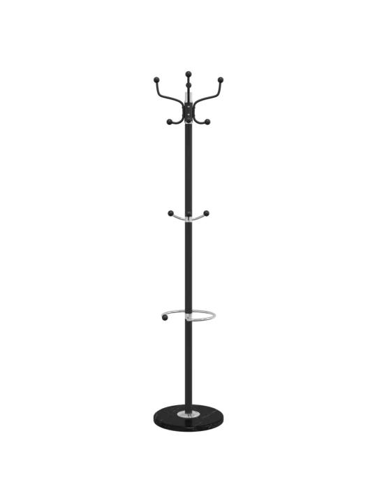 Paltų kabykla su skėčių laikikliu, juoda, 180cm, geležis