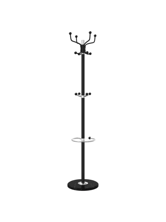 Paltų kabykla su skėčių laikikliu, juoda, 180cm, geležis