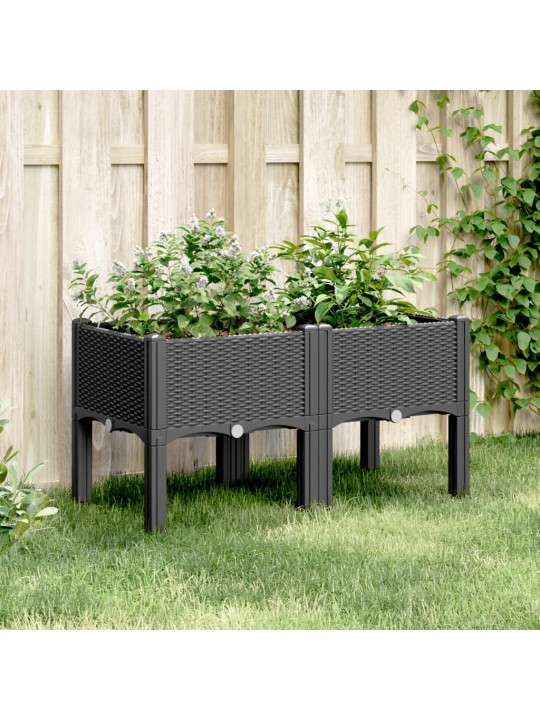 Sodo lovelis su kojomis, juodos spalvos, 80x40x42cm, PP