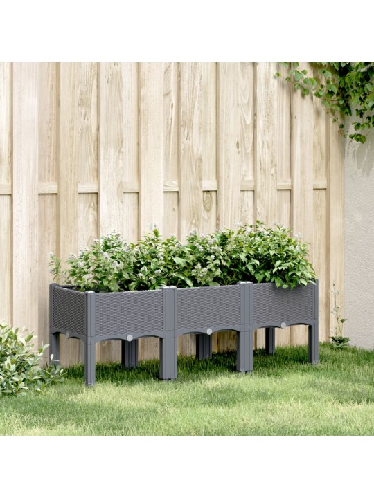 Sodo lovelis su kojomis, pilkos spalvos, 120x40x42cm, PP