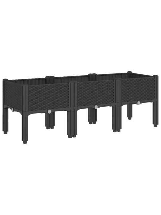 Sodo lovelis su kojomis, juodos spalvos, 120x40x42cm, PP