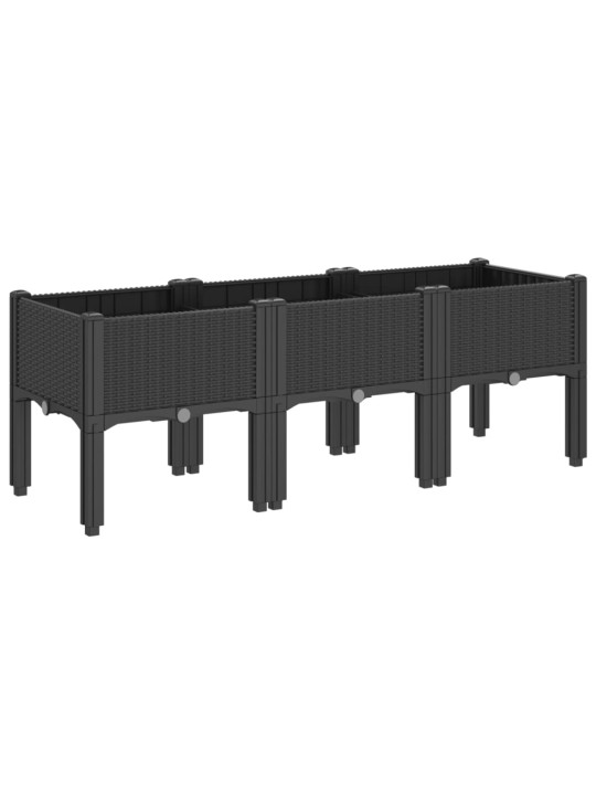Sodo lovelis su kojomis, juodos spalvos, 120x40x42cm, PP