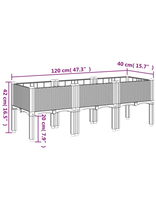 Sodo lovelis su kojomis, juodos spalvos, 120x40x42cm, PP