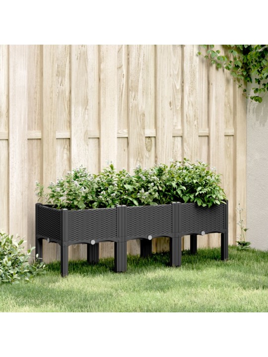 Sodo lovelis su kojomis, juodos spalvos, 120x40x42cm, PP