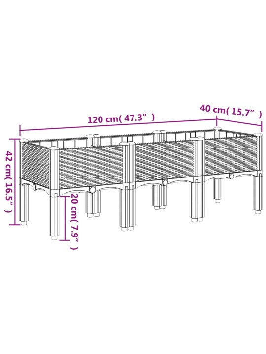 Sodo lovelis su kojomis, baltos spalvos, 120x40x42cm, PP