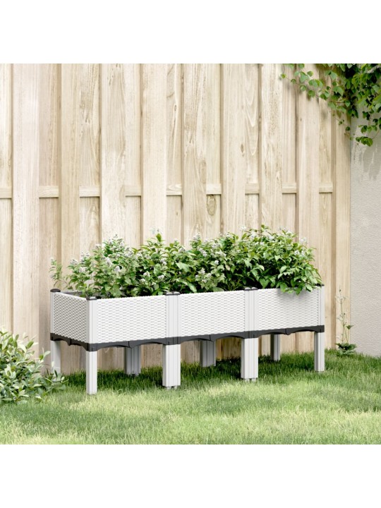 Sodo lovelis su kojomis, baltos spalvos, 120x40x42cm, PP