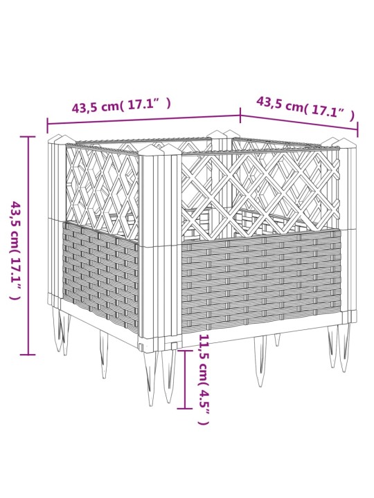 Sodo lovelis su kuoliukais, rudas, 43,5x43,5x43,5cm, PP