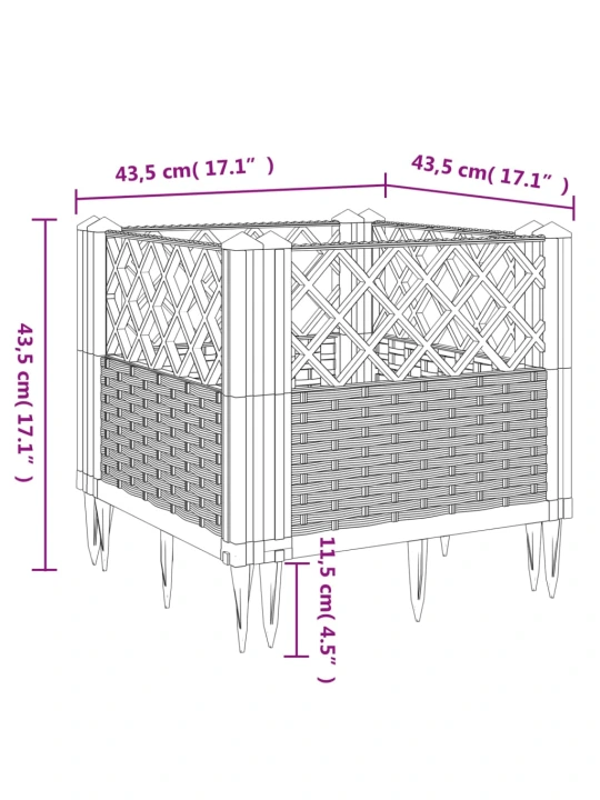 Sodo lovelis su kuoliukais, pilkas, 43,5x43,5x43,5cm, PP