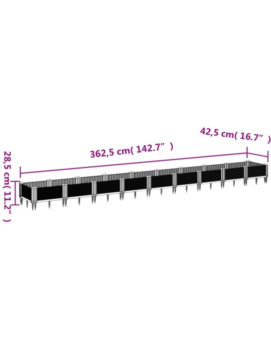 Sodo lovelis su kuoliukais, pilkas, 362,5x42,5x28,5cm, PP