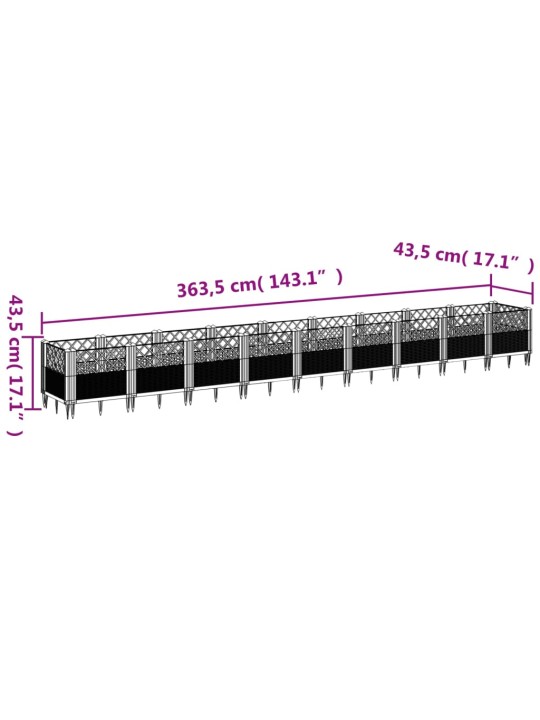 Sodo lovelis su kuoliukais, rudas, 363,5x43,5x43,5cm, PP