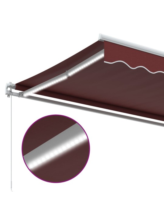 Rankiniu būdu ištraukiama markizė su LED, bordo, 500x350cm