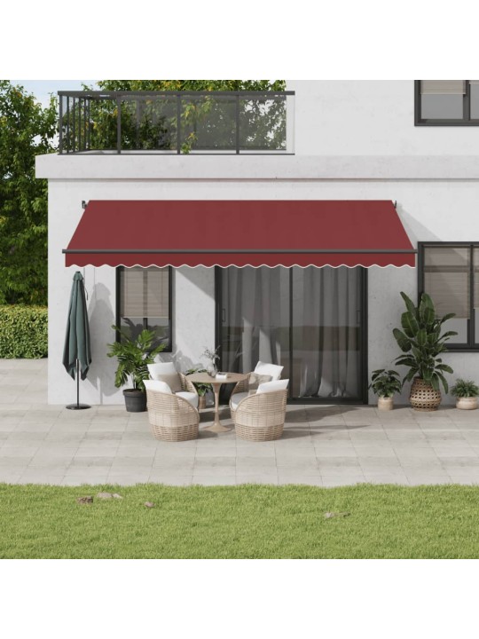 Rankiniu būdu ištraukiama markizė su LED, bordo, 500x350cm