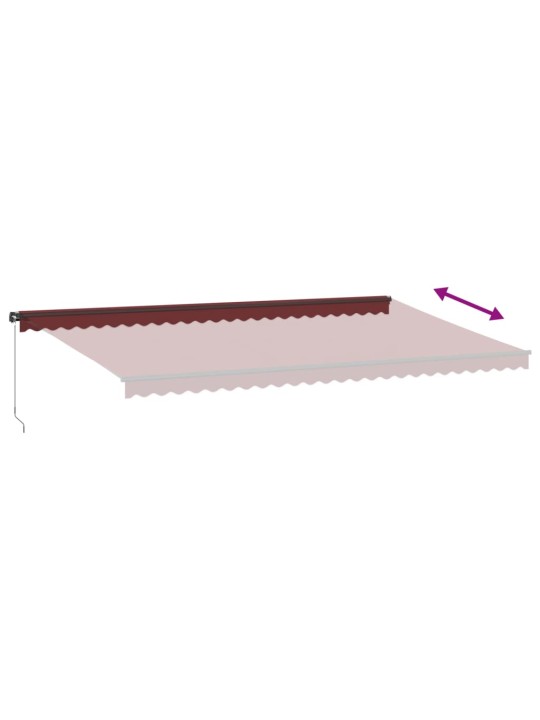 Rankiniu būdu ištraukiama markizė su LED, bordo, 600x350cm