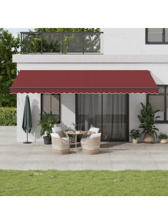 Rankiniu būdu ištraukiama markizė su LED, bordo, 600x350cm