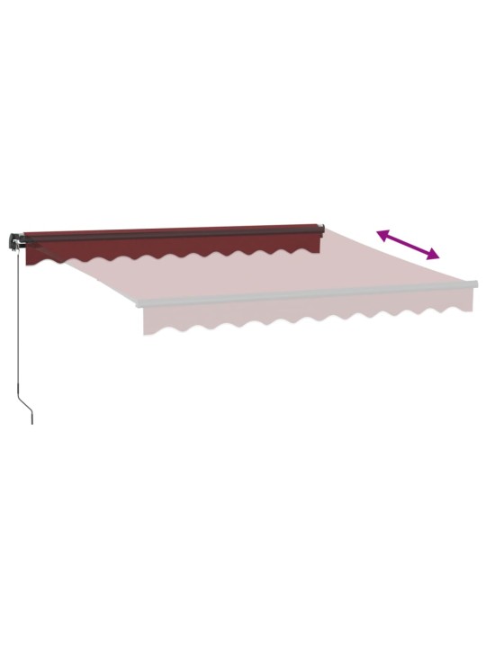 Rankiniu būdu ištraukiama markizė su LED, bordo, 300x250cm