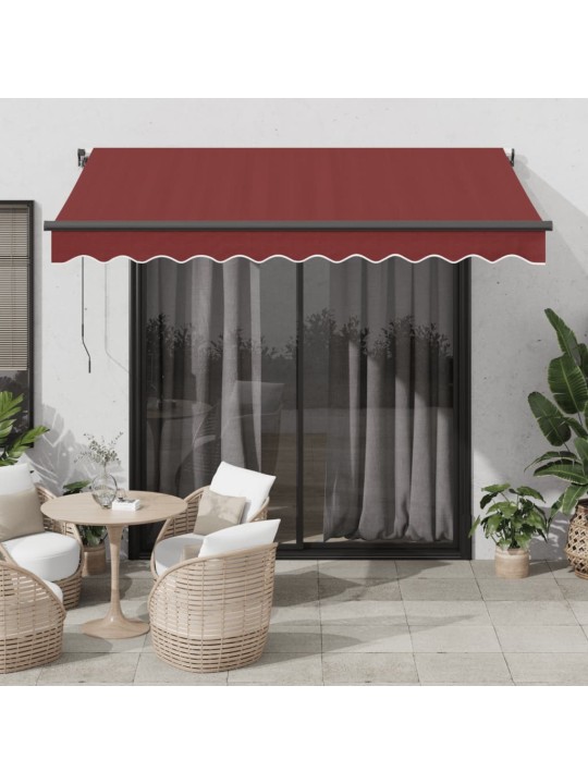 Rankiniu būdu ištraukiama markizė su LED, bordo, 300x250cm