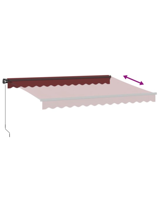 Rankiniu būdu ištraukiama markizė su LED, bordo, 350x250cm